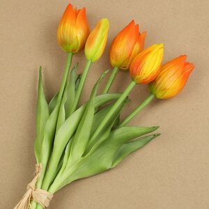 Силиконовые цветы Тюльпаны Parateo 5 шт, 26 см оранжевые (EDG, Италия). Артикул: 216001-26-2