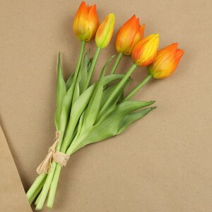 Силиконовые цветы Тюльпаны Parateo 5 шт, 26 см оранжевые EDG фото 3