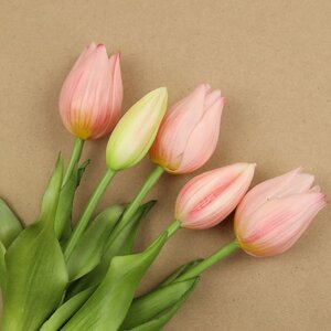 Силиконовые цветы Тюльпаны Parateo 5 шт, 26 см нежно-розовые EDG фото 2