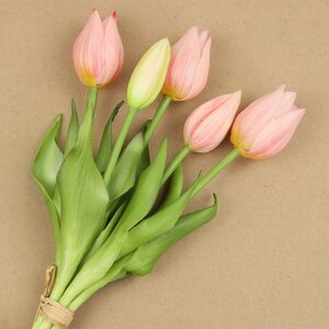 Силиконовые цветы Тюльпаны Parateo 5 шт, 26 см нежно-розовые EDG фото 1