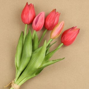 Силиконовые цветы Тюльпаны Parateo 5 шт, 26 см розовые