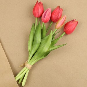 Силиконовые цветы Тюльпаны Parateo 5 шт, 26 см розовые EDG фото 3