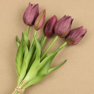 Силиконовые цветы Тюльпаны Parateo 5 шт, 26 см фиолетовые