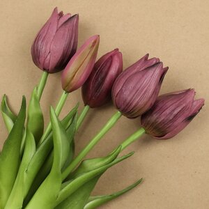 Силиконовые цветы Тюльпаны Parateo 5 шт, 26 см фиолетовые EDG фото 2