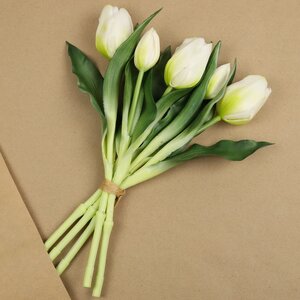 Силиконовые цветы Тюльпаны Piccola Ragazza 5 шт, 28 см белые EDG фото 4