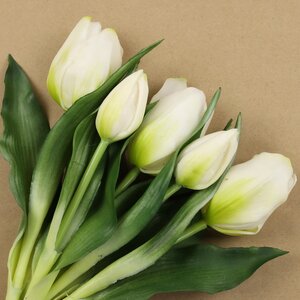 Силиконовые цветы Тюльпаны Piccola Ragazza 5 шт, 28 см белые EDG фото 2