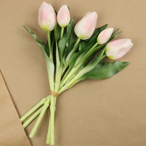 Силиконовые цветы Тюльпаны Piccola Ragazza 5 шт, 28 см нежно-розовые EDG фото 3