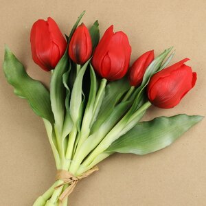 Силиконовые цветы Тюльпаны Piccola Ragazza 5 шт, 28 см красные (EDG, Италия). Артикул: 216003-40-1