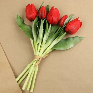 Силиконовые цветы Тюльпаны Piccola Ragazza 5 шт, 28 см красные EDG фото 3