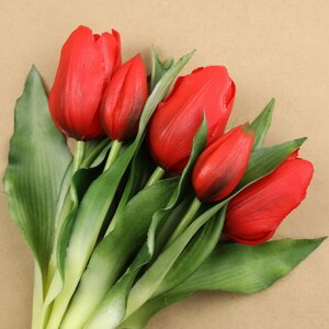 Силиконовые цветы Тюльпаны Piccola Ragazza 5 шт, 28 см красные EDG фото 2