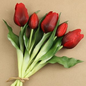 Силиконовые цветы Тюльпаны Piccola Ragazza 5 шт, 28 см темно-красные