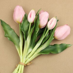Силиконовые цветы Тюльпаны Piccola Ragazza 5 шт, 28 см светло-розовые EDG фото 1