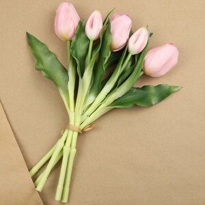 Силиконовые цветы Тюльпаны Piccola Ragazza 5 шт, 28 см светло-розовые EDG фото 3