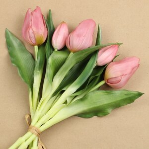 Силиконовые цветы Тюльпаны Piccola Ragazza 5 шт, 28 см бледно-розовые