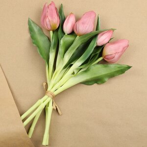 Силиконовые цветы Тюльпаны Piccola Ragazza 5 шт, 28 см бледно-розовые EDG фото 3