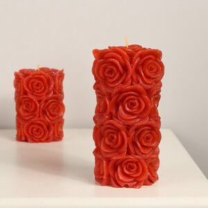 Декоративная свеча Розабелла 14*7 см красная (Kaemingk, Нидерланды). Артикул: ID48283