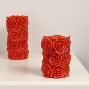 Декоративная свеча Розабелла 10*7 см красная (Kaemingk, Нидерланды). Артикул: ID48285