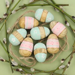 Пасхальные украшения Яйца Woody Easter 4 см, 8 шт, подвеска (Breitner, Германия). Артикул: 22-0040