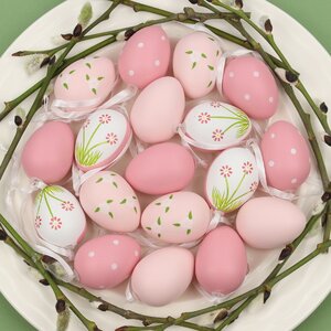 Пасхальные подвески Яйца - La Vie en Rose 4 см, 18 шт