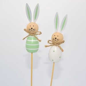 Пасхальные украшения на палочке Кролики Green and White 34 см, 2 шт Breitner фото 1