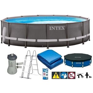 Каркасный бассейн Intex Ultra Frame 427*107 см, картриджный фильтр, аксессуары (INTEX, Китай). Артикул: 26310