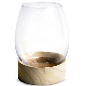Декоративная ваза Борнео 18 см на деревянной подставке, стекло (Ideas4Seasons, Нидерланды). Артикул: 29402-1