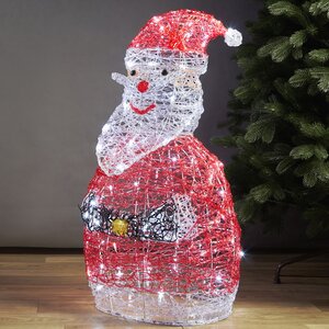 Светодиодный Санта Клаус - Волшебство Впереди! 90 см, 100 холодных белых LED ламп, IP44 (Winter Deco, Россия). Артикул: 3060125
