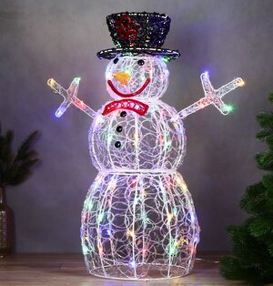 Светодиодный Снеговик Артуро - Magic Feat 75 см, 70 разноцветных LED ламп, IP44 (Winter Deco, Россия). Артикул: 3060127
