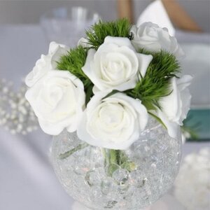 Искусственные розы для декора Lallita 18 см, 7 шт, белые (Ideas4Seasons, Нидерланды). Артикул: 31141