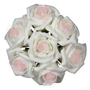 Искусственные розы для декора Lallita 18 см, 7 шт, кремовые с розовым (Ideas4Seasons, Нидерланды). Артикул: 31143