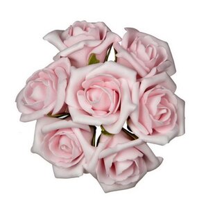 Искусственные розы для декора Lallita 18 см, 7 шт, нежно-розовые Ideas4Seasons фото 3