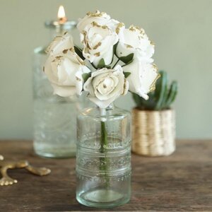 Искусственные розы для декора Lallita 18 см, 7 шт, белые с золотым Ideas4Seasons фото 1