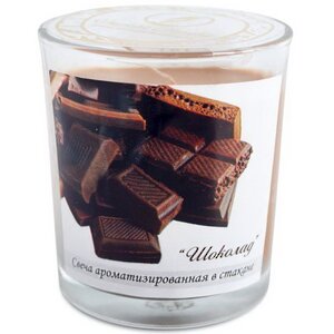 Ароматическая свеча в стакане Шоколад 8 см, 27 часов горения Омский Свечной фото 2
