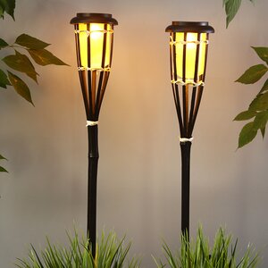 Садовый фонарь на солнечной батарее Solar Bamboo - Black 65 см, с эффектом живого пламени, IP44 (Koopman, Нидерланды). Артикул: 420600010