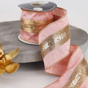 Декоративная лента Rosa Paradies: Glanz Gold 500*10 см (Kaemingk, Нидерланды). Артикул: 440033-1