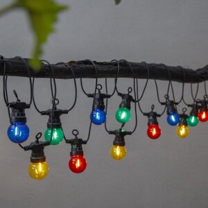 Гирлянда из лампочек Party Lights 20 ламп, разноцветные LED, 8.55 м, черный ПВХ, IP44 (Star Trading, Швеция). Артикул: 476-84