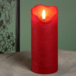 Светодиодная свеча с имитацией пламени Стелла 17 см красная восковая на батарейках (Kaemingk, Нидерланды). Артикул: ID57326