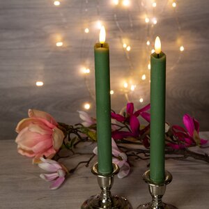 Столовая светодиодная свеча с имитацией пламени Стелла 24 см 2 шт эвкалиптовая, батарейка Kaemingk фото 2