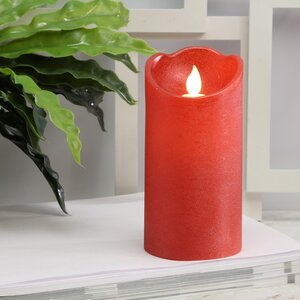 Светодиодная свеча Живое Пламя 15 см красная восковая на батарейках, таймер Kaemingk фото 1