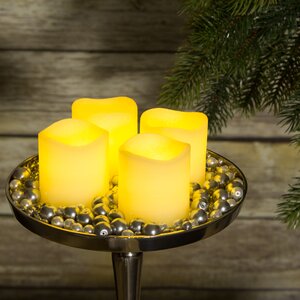 Набор восковых светильников свечей 5*4.7 см кремовые 4 шт на батарейках (Kaemingk, Нидерланды). Артикул: ID41708