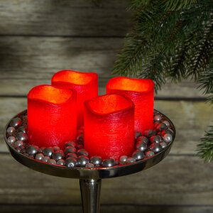 Набор восковых светильников свечей 5*4.7 см красные 4 шт на батарейках (Kaemingk, Нидерланды). Артикул: ID41709