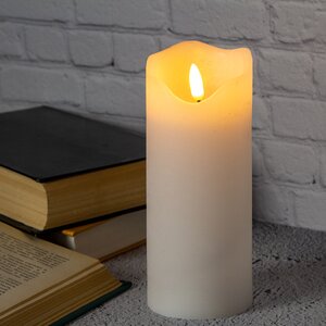 Светодиодная свеча с имитацией пламени Стелла 17 см белая восковая на батарейках (Kaemingk, Нидерланды). Артикул: ID67174