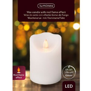 Светодиодная свеча с имитацией пламени Elody White 10 см, на батарейках, таймер (Kaemingk, Нидерланды). Артикул: ID75343