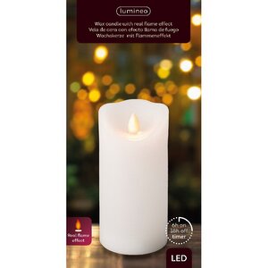 Светодиодная свеча с имитацией пламени Elody White 15 см, на батарейках, таймер (Kaemingk, Нидерланды). Артикул: ID75345