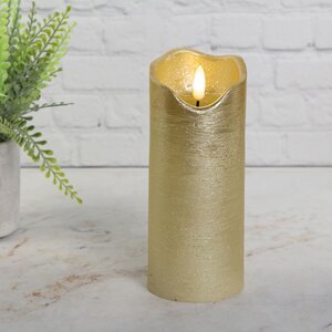Светодиодная свеча с имитацией пламени Стелла 17 см золотая восковая, на батарейках, таймер Kaemingk фото 1