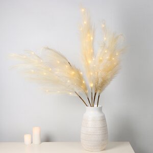 Светящаяся ветка для декора Ivory Plume 118 см, теплые белые LED лампы, на батарейках Kaemingk фото 1