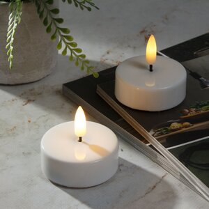 Чайная светодиодная свеча с имитацией пламени Этьенн 6 см, 2 шт, на батарейках, таймер (Kaemingk, Нидерланды). Артикул: ID76249