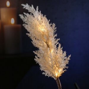 Светящаяся ветка для декора Pampas Cream 70 см, теплые белые LED, на батарейках Kaemingk фото 1