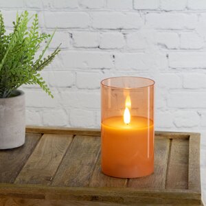 Светодиодная свеча в колбе с живым пламенем Одри: Amber 13 см, на батарейках, таймер (Kaemingk, Нидерланды). Артикул: ID76230