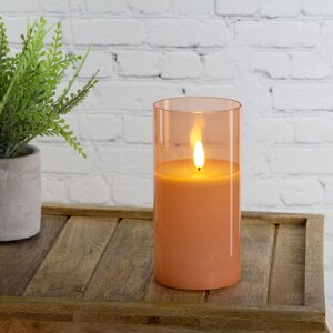 Светодиодная свеча в колбе с живым пламенем Одри: Amber 15 см, на батарейках, таймер Kaemingk фото 1
